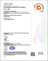 Certificado de Registro SGS ISO 9001-2008, MOCAP Zhongshan, China